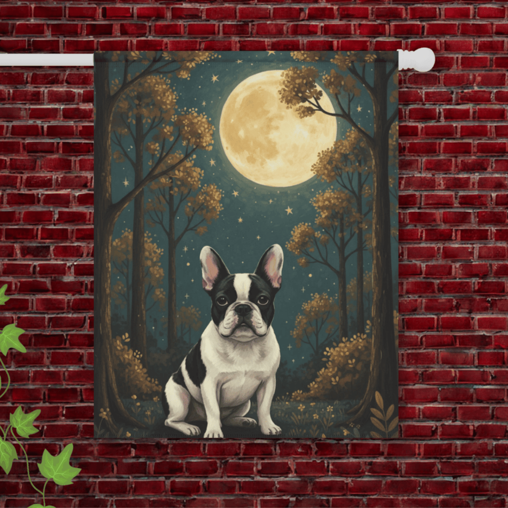 Piebald French Bulldog Nighttime Garden Yard Flag 24.5'' × 32''