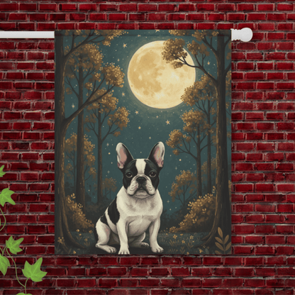 Piebald French Bulldog Nighttime Garden Yard Flag 24.5'' × 32''