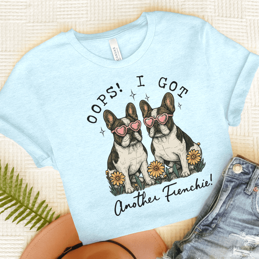Printify T-Shirt Heather Ice Blue / S Piebald French Bulldog Oops TShirt