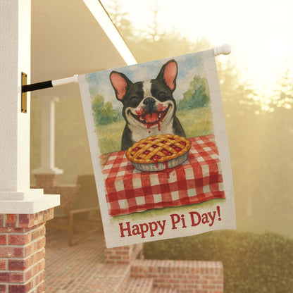 Piebald French Bulldog Pi Day Garden Flag