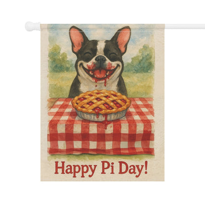 Piebald French Bulldog Pi Day Garden Flag