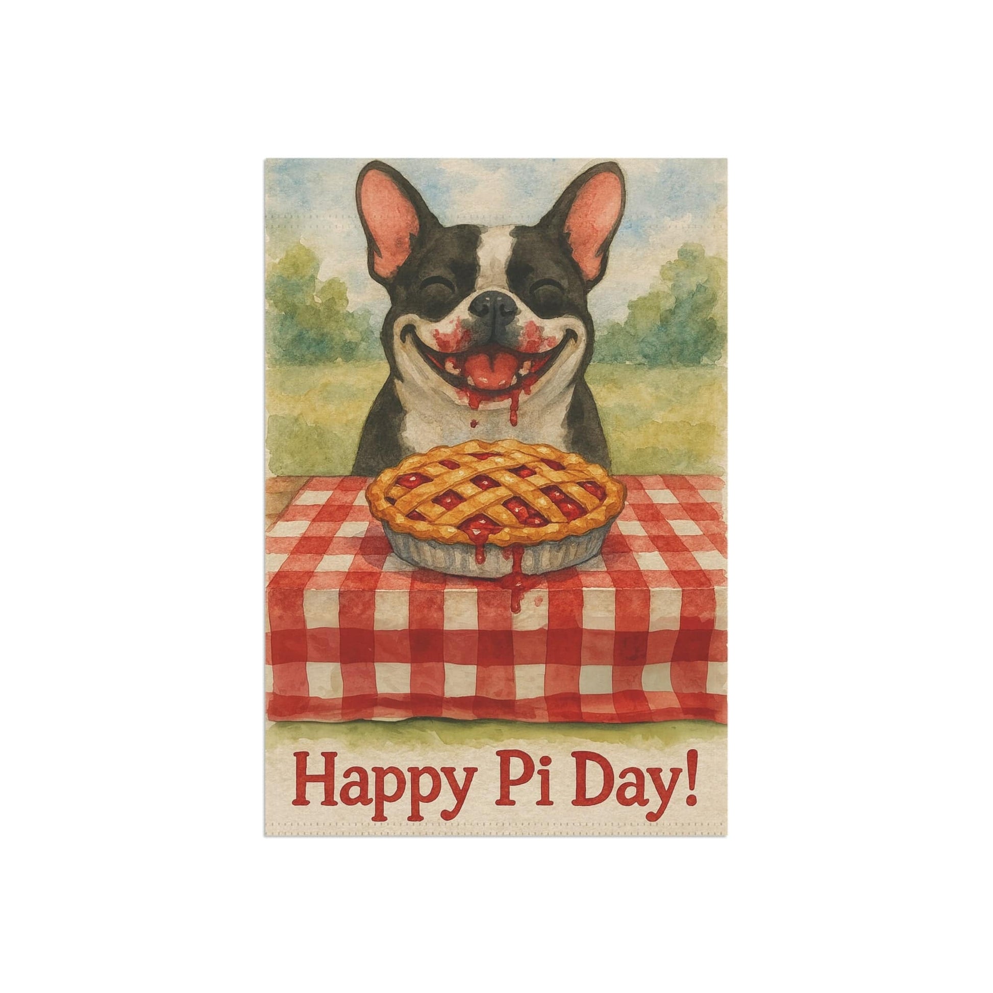 Piebald French Bulldog Pi Day Garden Flag