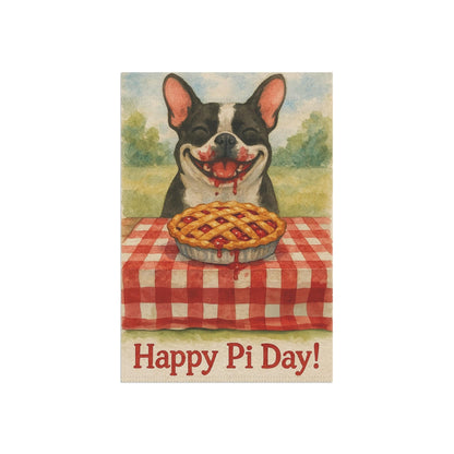 Piebald French Bulldog Pi Day Garden Flag