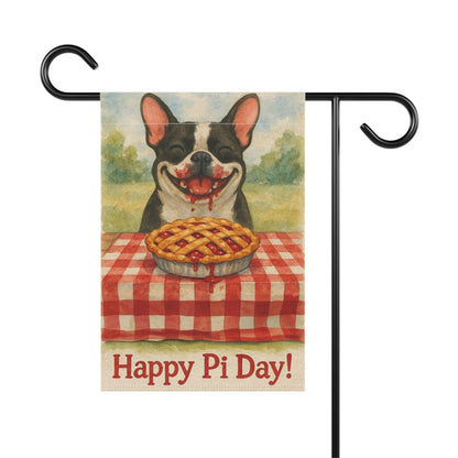 Piebald French Bulldog Pi Day Garden Flag