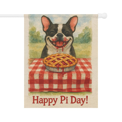 Piebald French Bulldog Pi Day Garden Flag