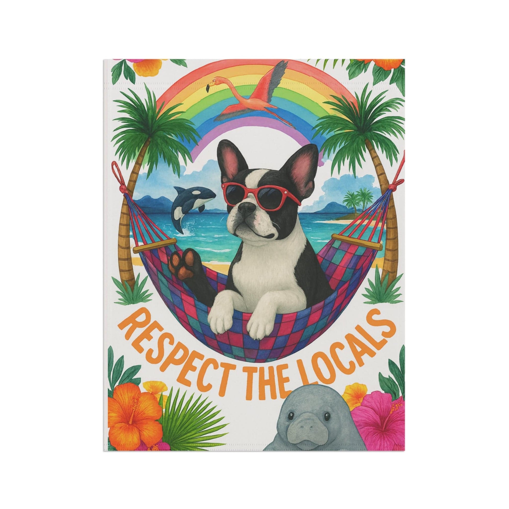Piebald French Bulldog Protect Locals Garden Flag