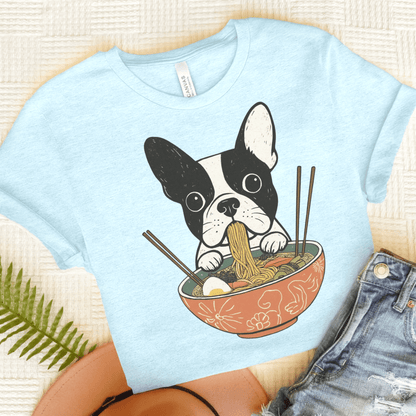 Printify T-Shirt Heather Ice Blue / S Piebald French Bulldog Ramen TShirt