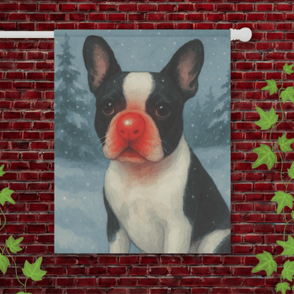Piebald French Bulldog Reindeer Garden Flag 24.5'' × 32''