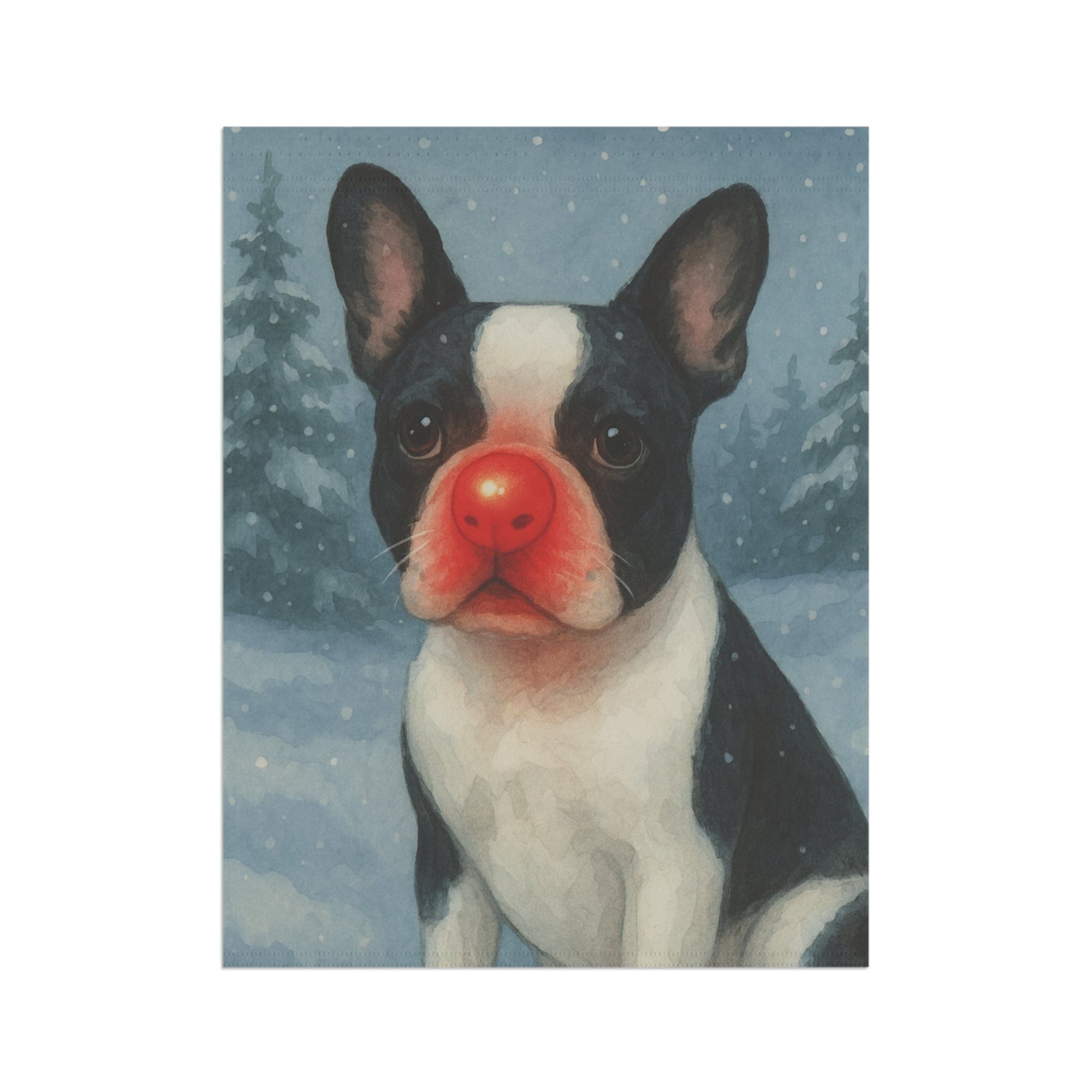 Piebald French Bulldog Reindeer Garden Flag