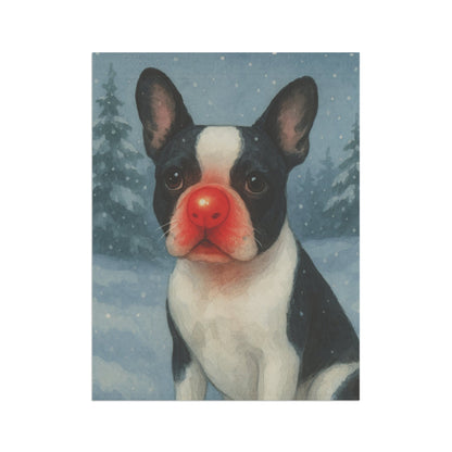 Piebald French Bulldog Reindeer Garden Flag