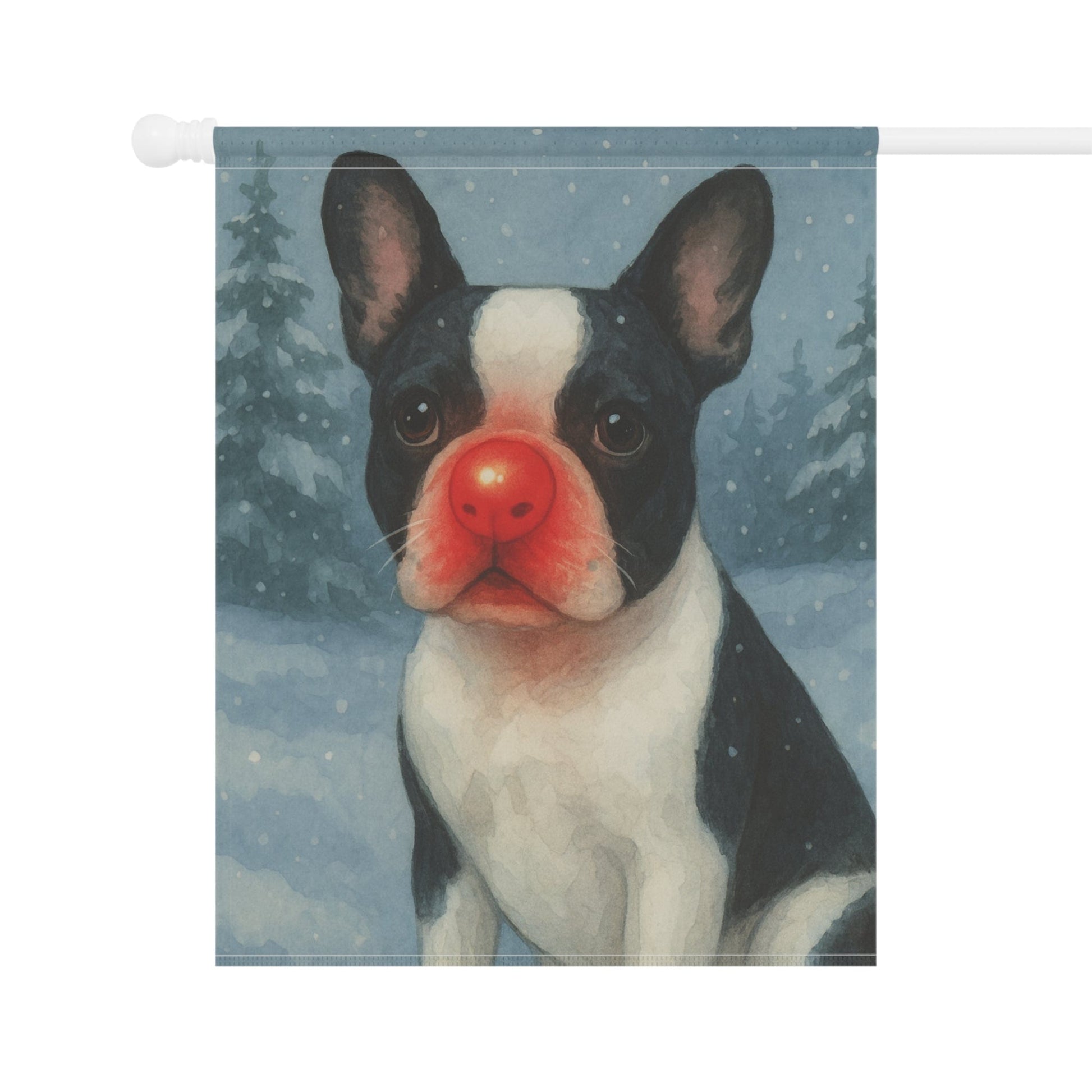 Piebald French Bulldog Reindeer Garden Flag
