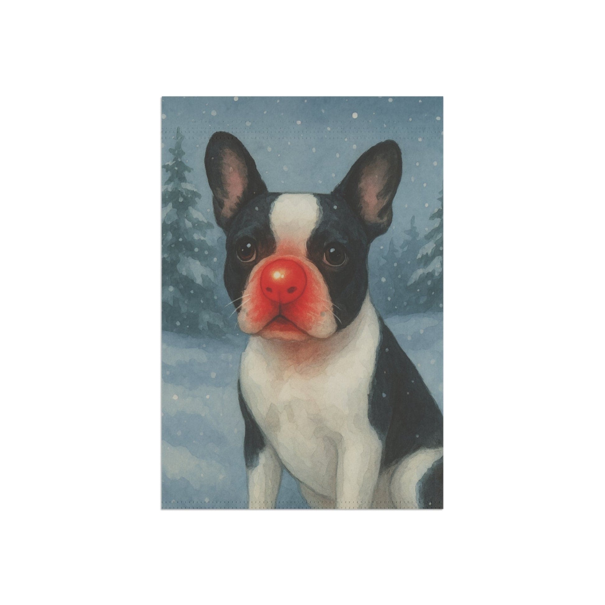 Piebald French Bulldog Reindeer Garden Flag
