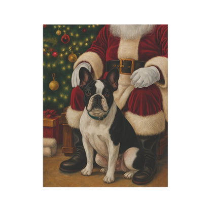 Piebald French Bulldog Santa Clause Garden Flag