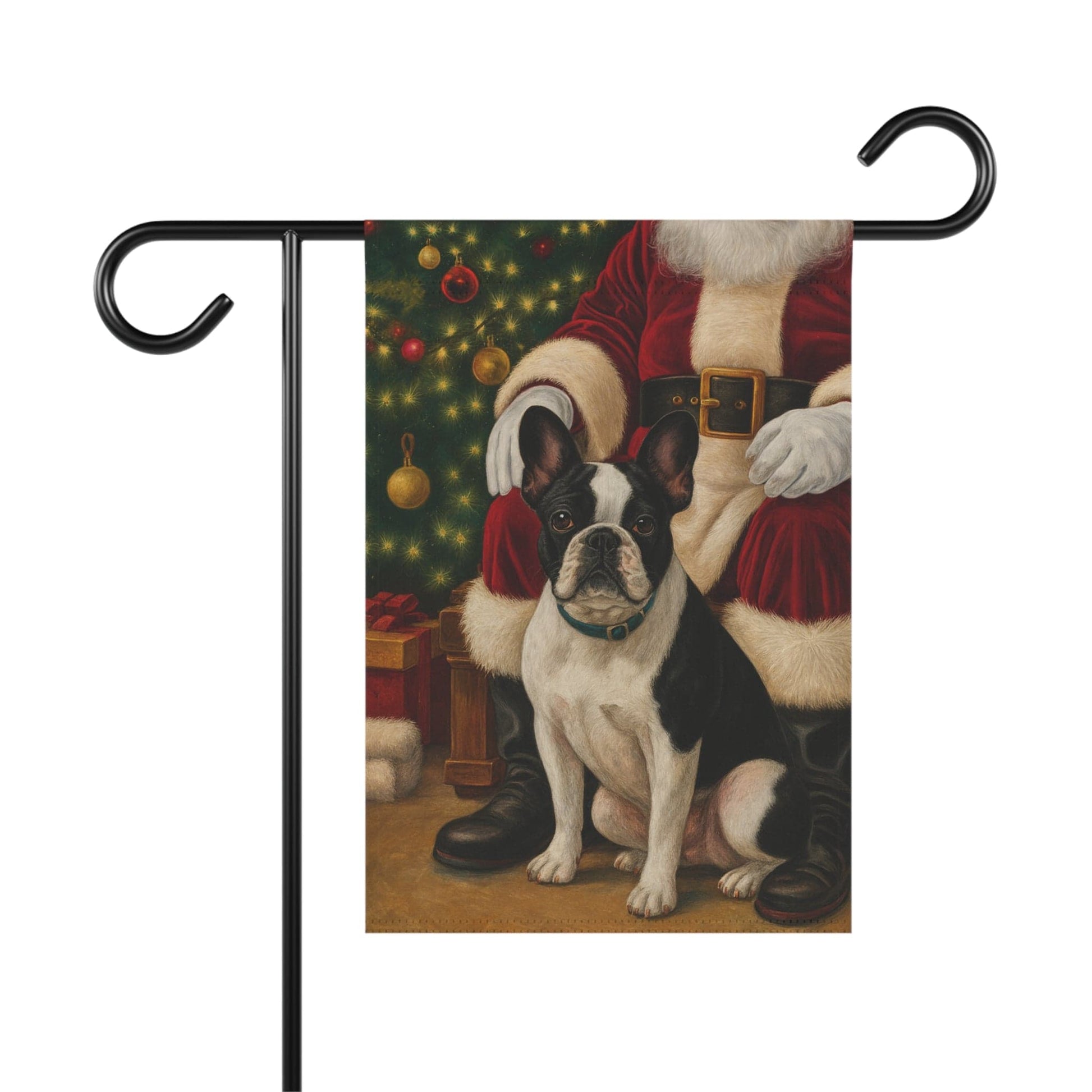 Piebald French Bulldog Santa Clause Garden Flag