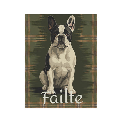 Piebald French Bulldog Scottish Welcome Garden Flag