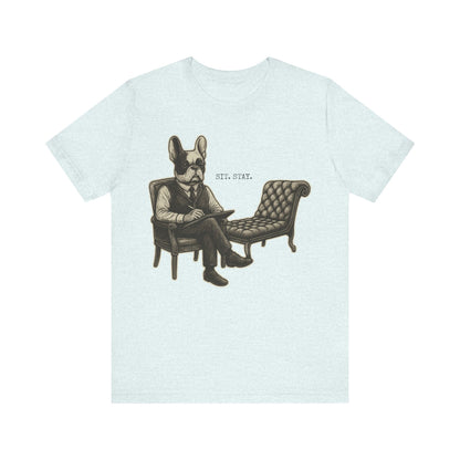 Printify T-Shirt Piebald French Bulldog Sit Stay TShirt