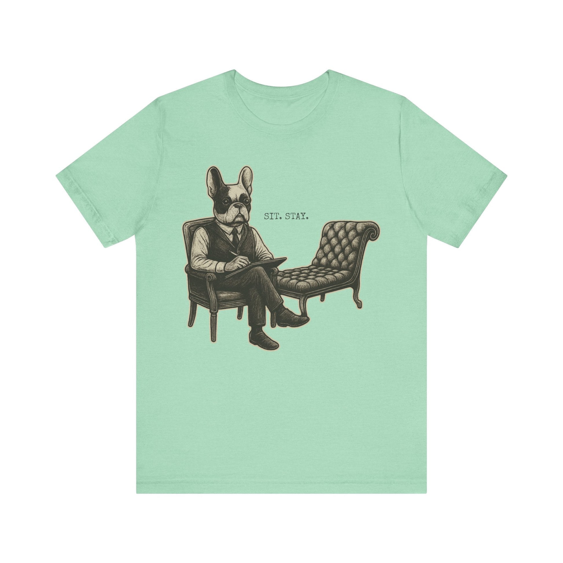 Printify T-Shirt Piebald French Bulldog Sit Stay TShirt