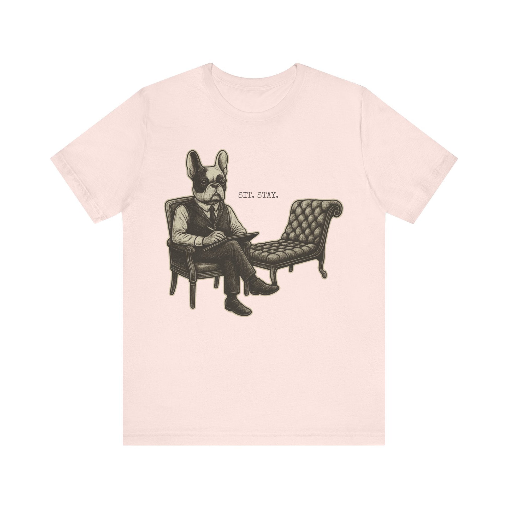 Printify T-Shirt Piebald French Bulldog Sit Stay TShirt