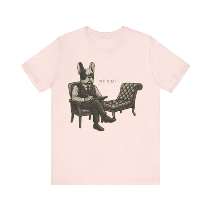 Printify T-Shirt Piebald French Bulldog Sit Stay TShirt