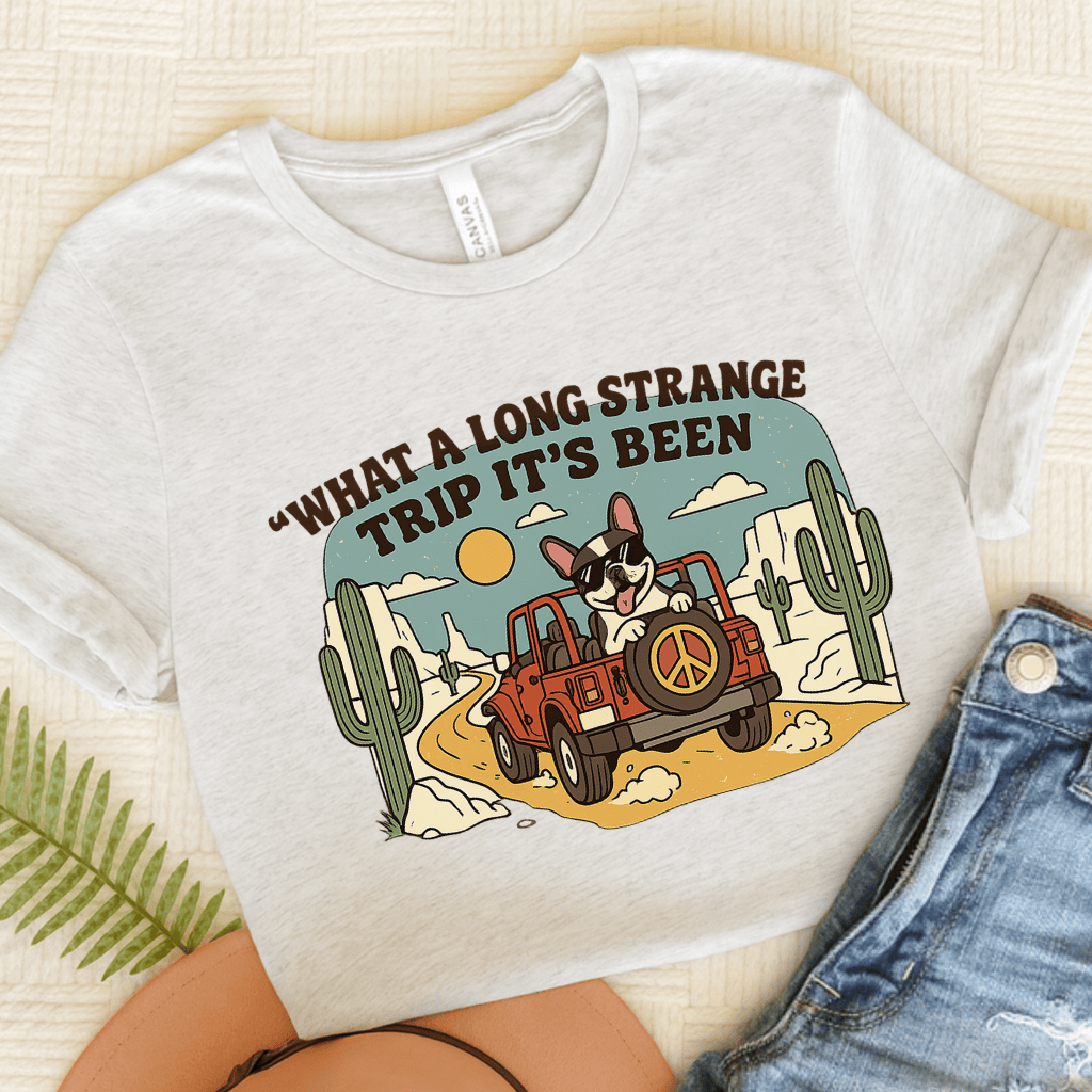 Piebald French Bulldog Strange Desert Travel Unisex TShirt