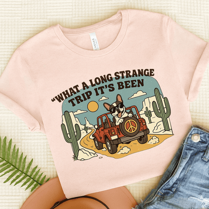 Piebald French Bulldog Strange Desert Travel Unisex TShirt Soft Pink