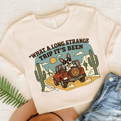 Piebald French Bulldog Strange Desert Travel Unisex TShirt Natural