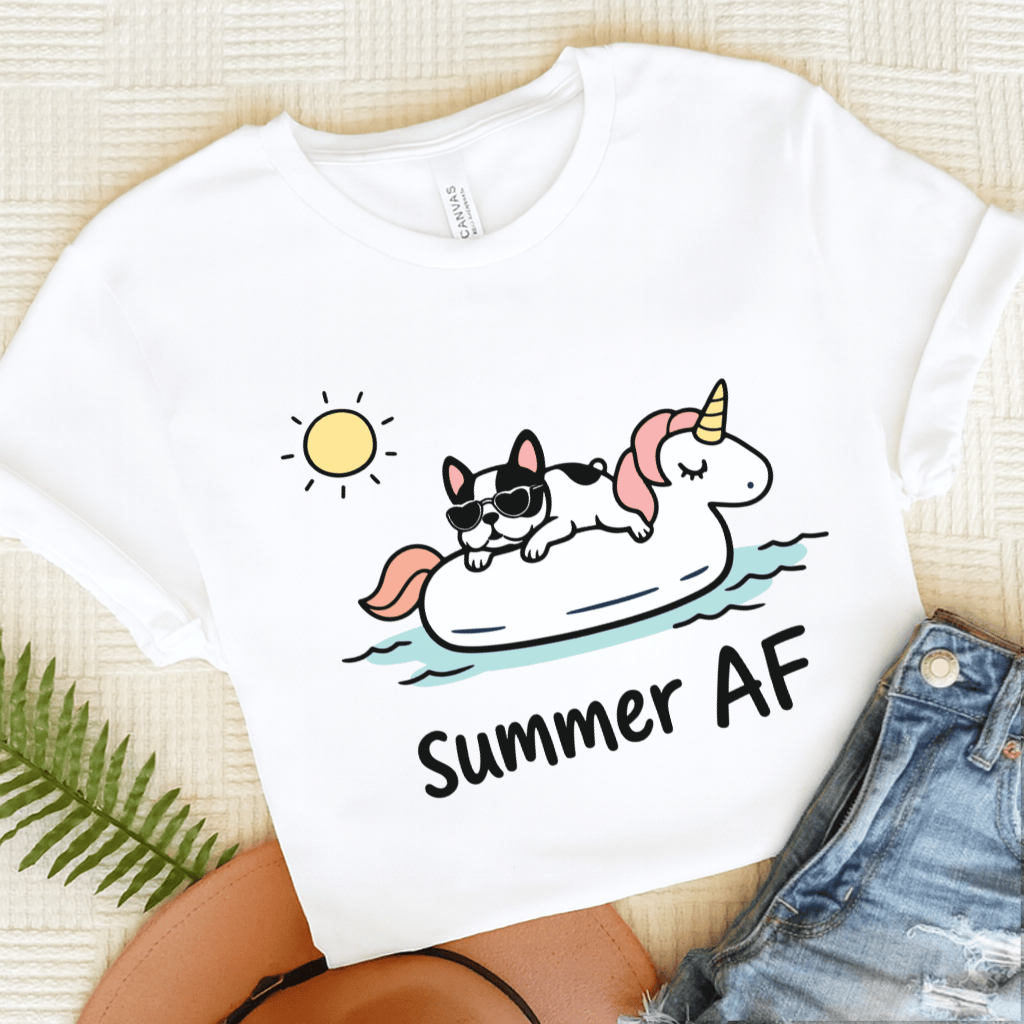 Piebald French Bulldog Summer AF Unisex TShirt White