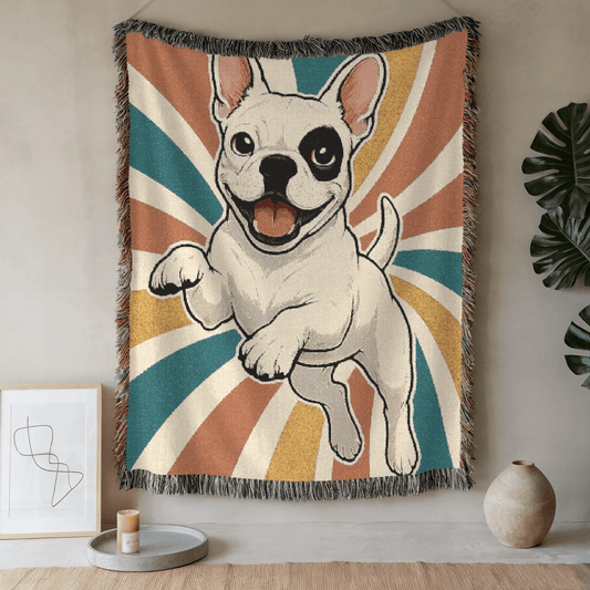 Printify Blanket 52'' × 37'' Piebald French Bulldog Swirls Throw Blanket