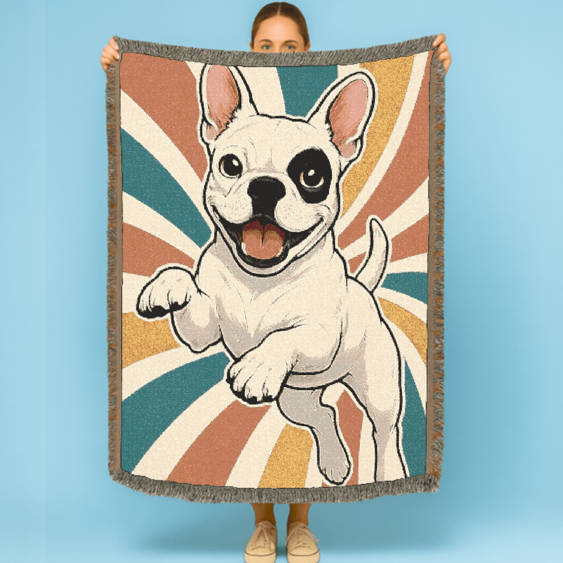Printify Blanket Piebald French Bulldog Swirls Throw Blanket
