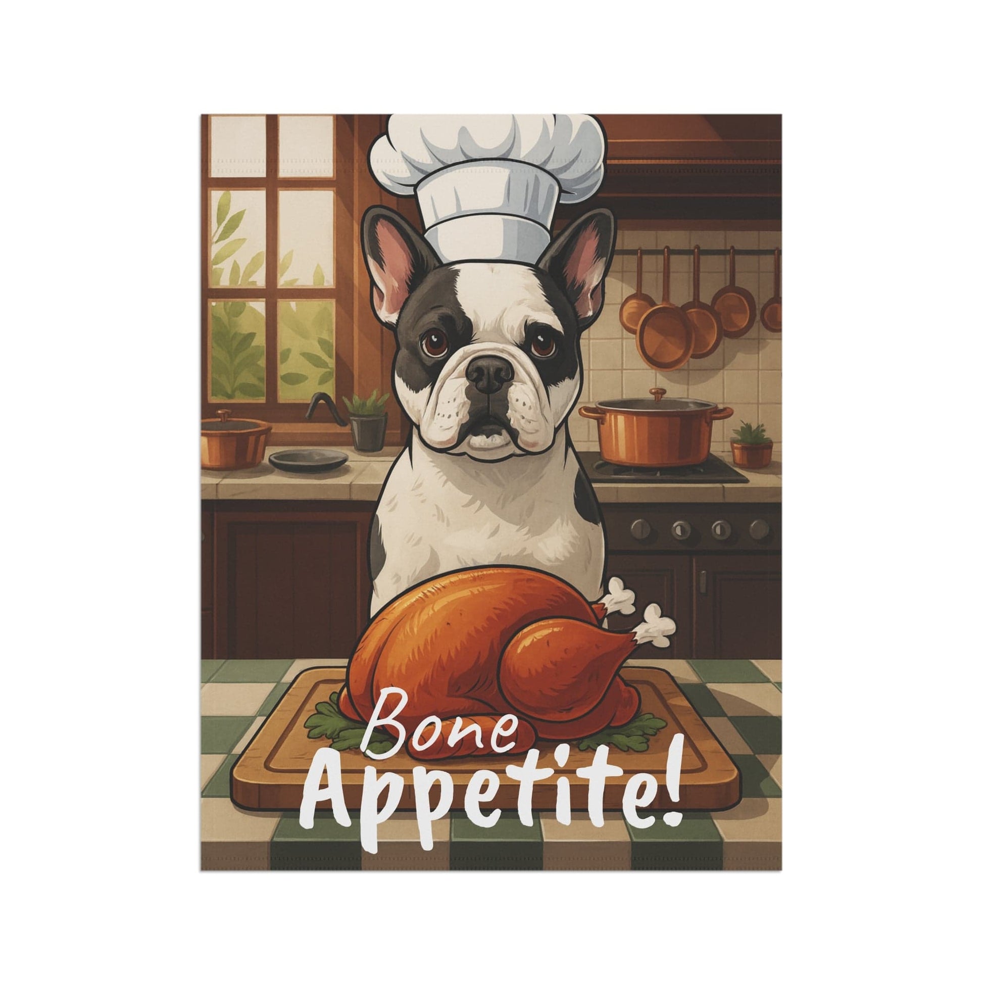 Printify Garden Flag Piebald French Bulldog Thanksgiving Garden Flag