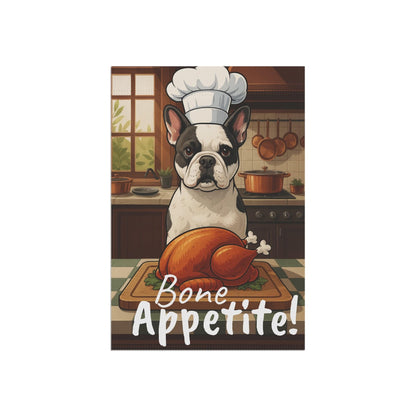 Printify Garden Flag Piebald French Bulldog Thanksgiving Garden Flag