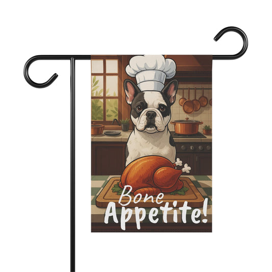Printify Garden Flag Piebald French Bulldog Thanksgiving Garden Flag