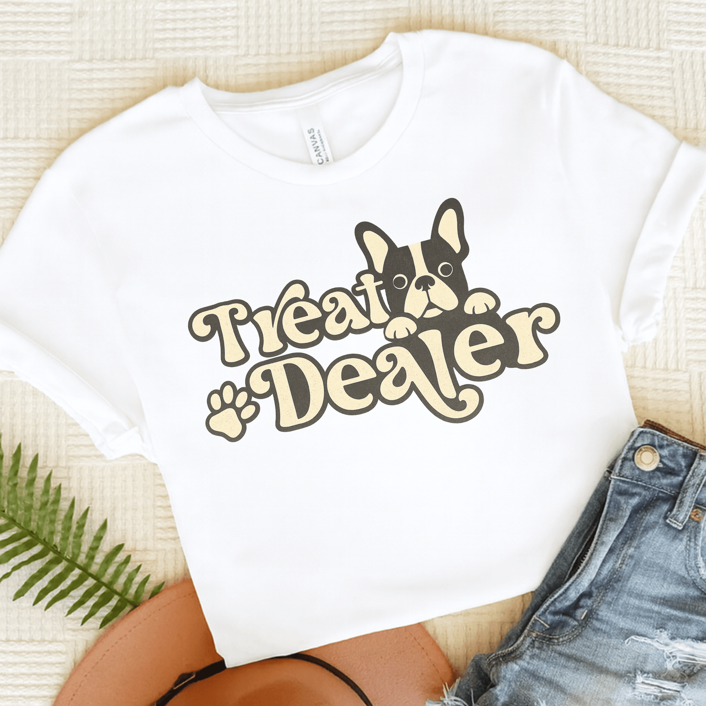 Piebald French Bulldog Treat Dealer TShirt White