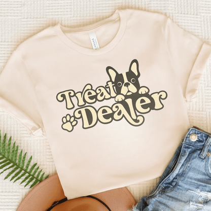 Piebald French Bulldog Treat Dealer TShirt Natural