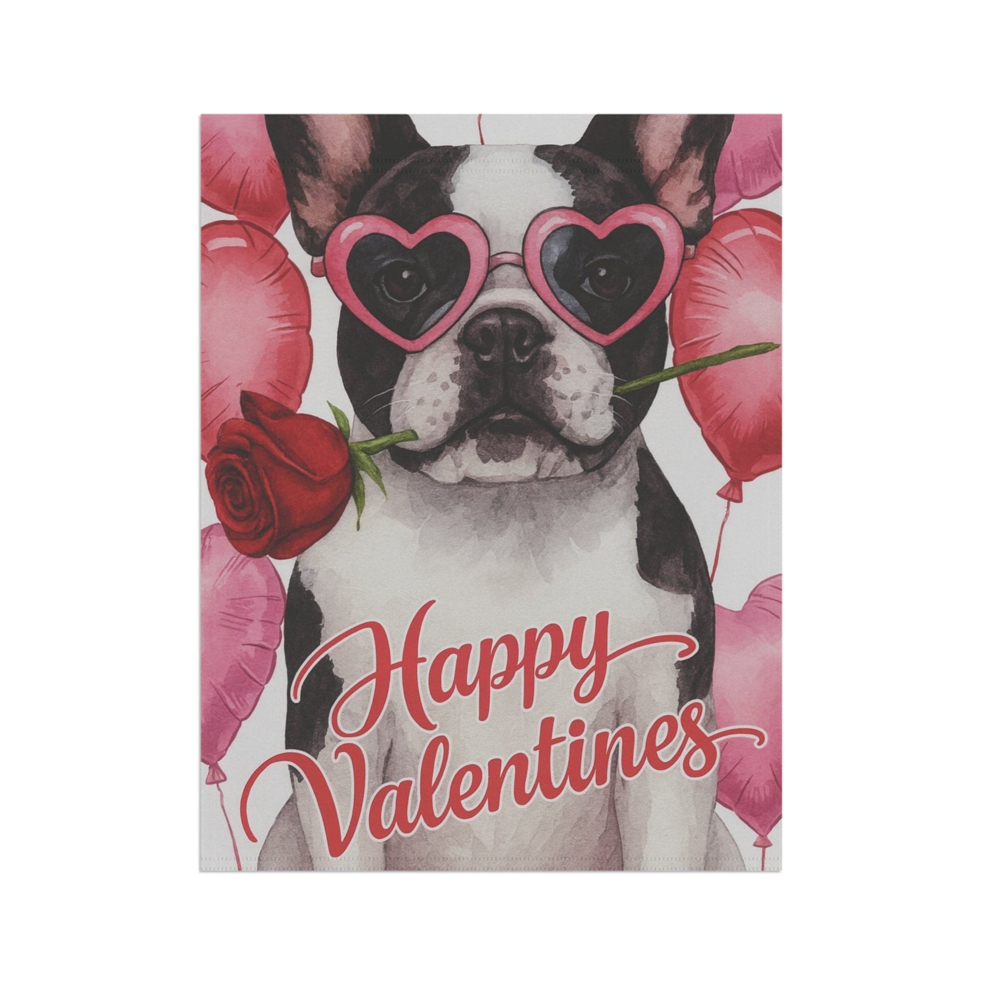Piebald French Bulldog Valentines Day Garden Flag