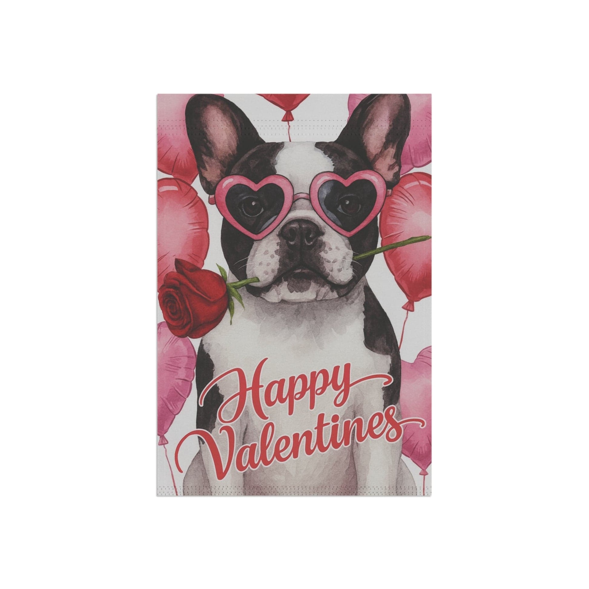 Piebald French Bulldog Valentines Day Garden Flag