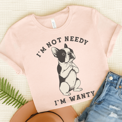 Piebald French Bulldog Wanty TShirt Soft Pink