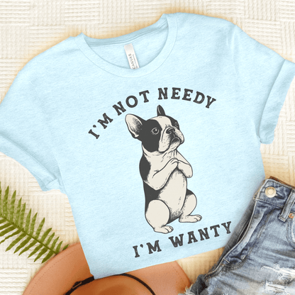 Piebald French Bulldog Wanty TShirt Heather Ice Blue