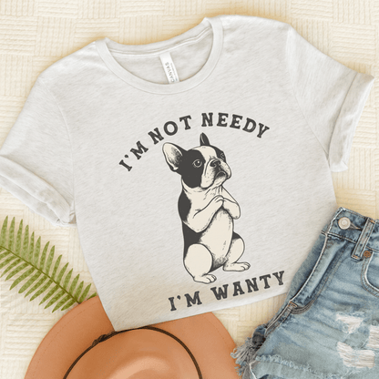 Piebald French Bulldog Wanty TShirt Ash