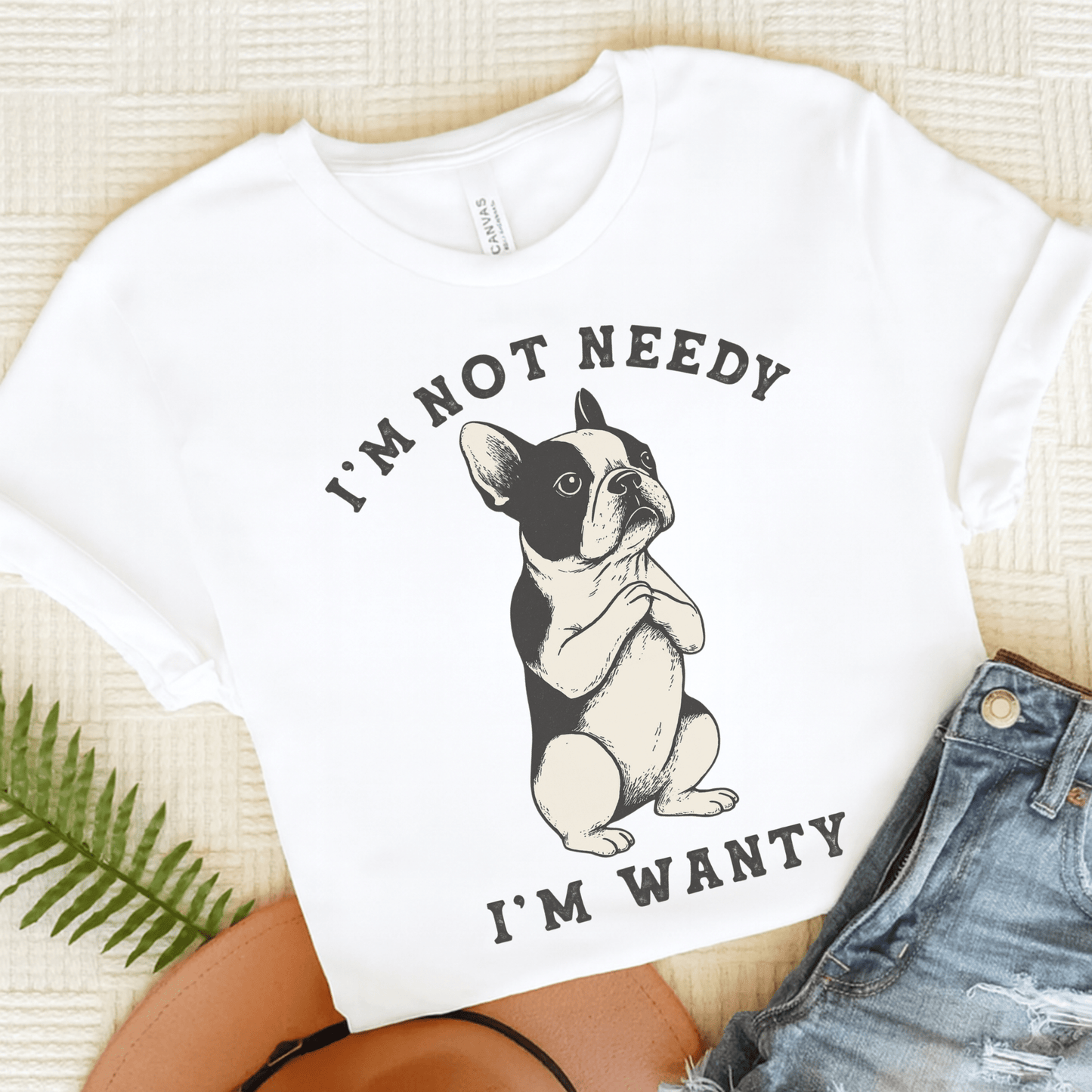 Piebald French Bulldog Wanty TShirt White