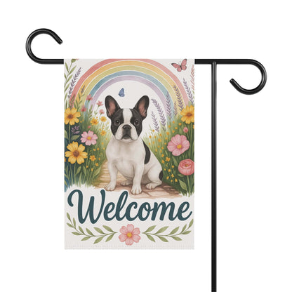 Printify Garden Flag Piebald French Bulldog  Welcome Garden Flag