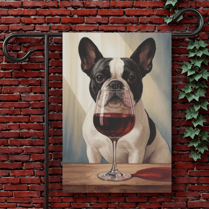 Piebald French Bulldog Wine Garden Flag 12'' × 18''