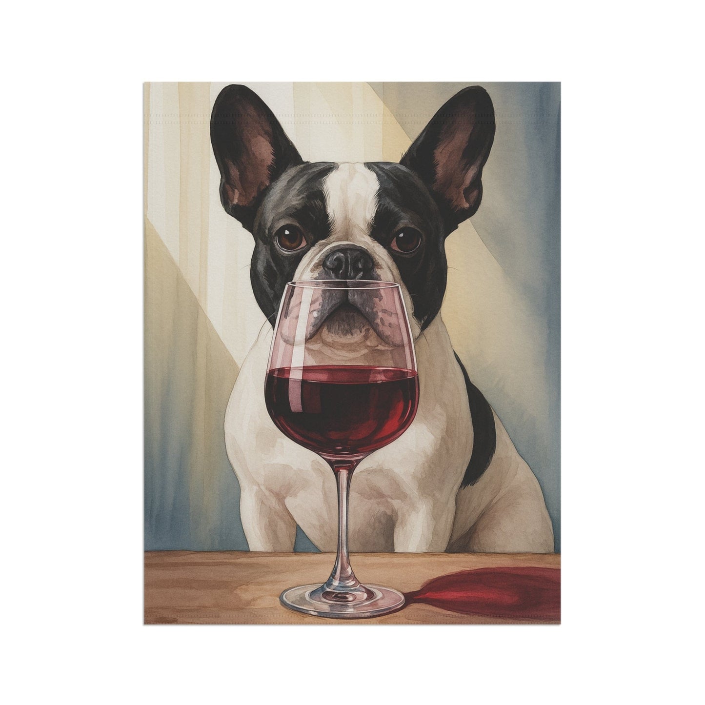 Piebald French Bulldog Wine Garden Flag