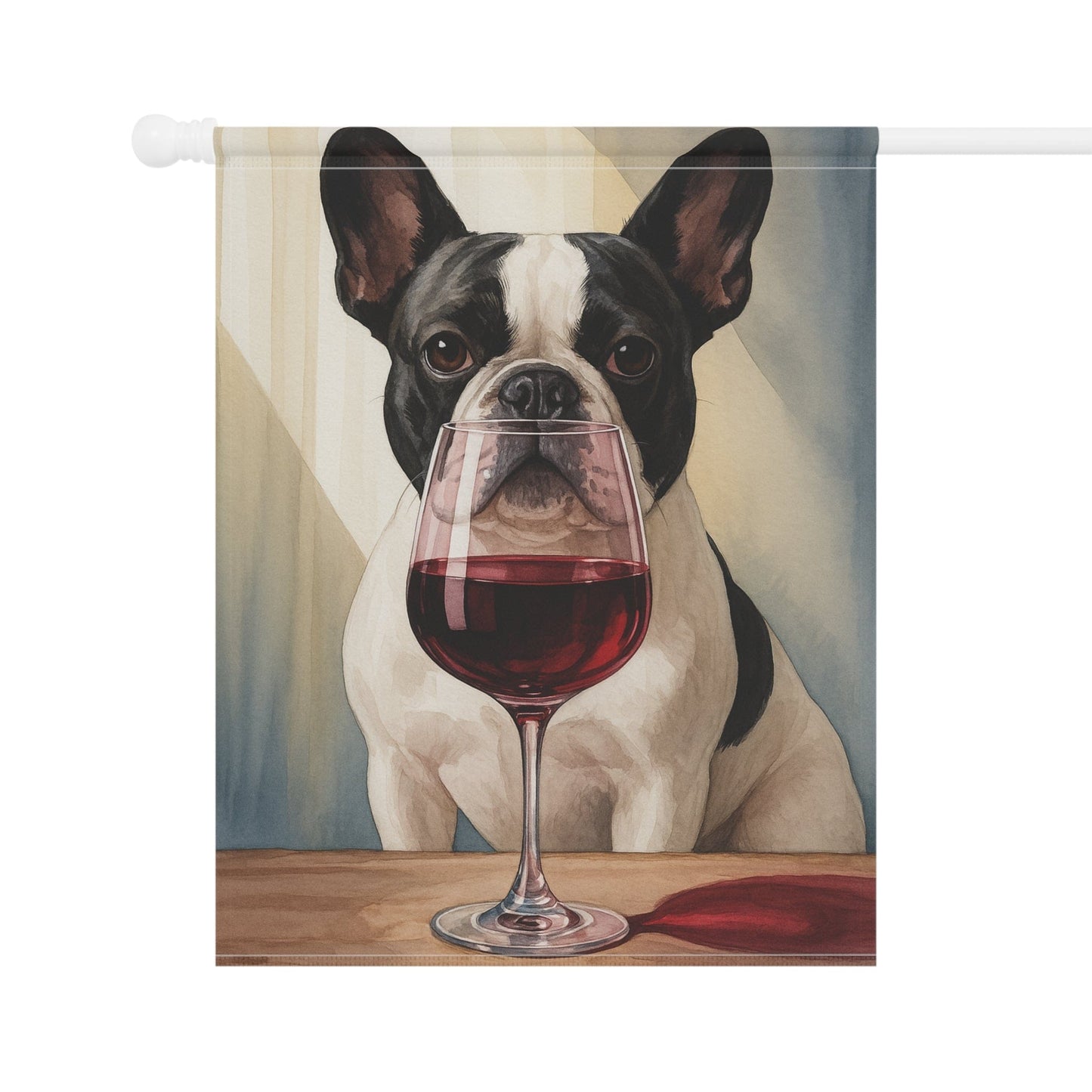 Piebald French Bulldog Wine Garden Flag