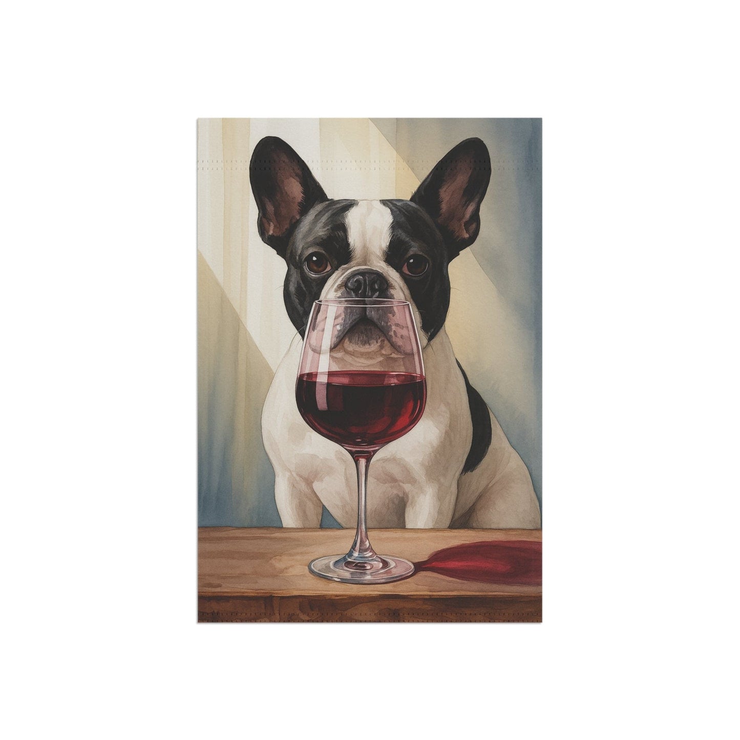 Piebald French Bulldog Wine Garden Flag
