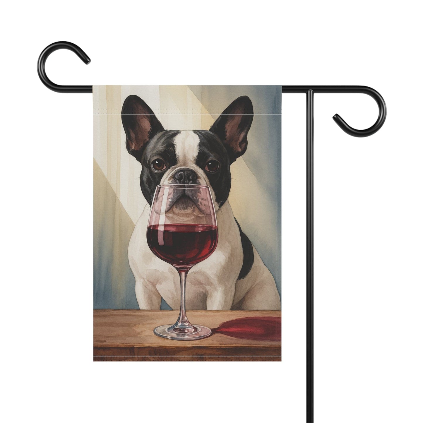 Piebald French Bulldog Wine Garden Flag