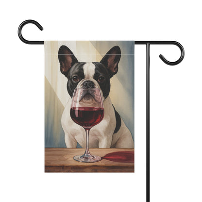 Piebald French Bulldog Wine Garden Flag
