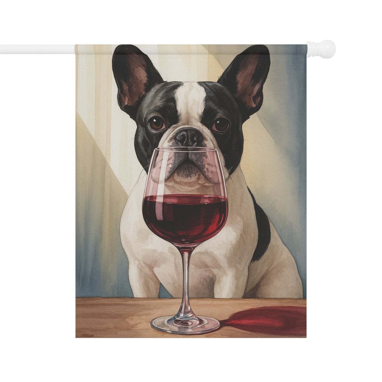 Piebald French Bulldog Wine Garden Flag