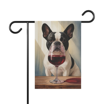 Piebald French Bulldog Wine Garden Flag