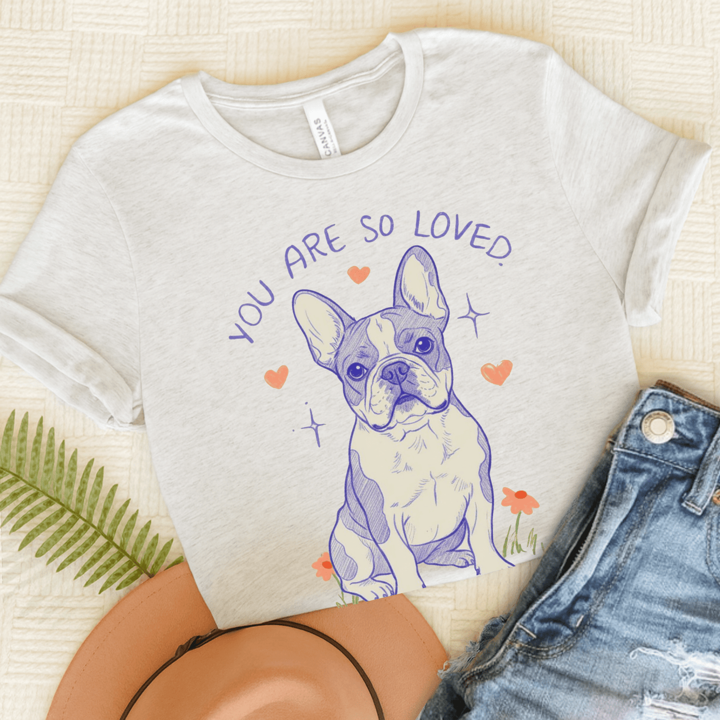 Piebald Frenchie Always Loved Tshirt Ash